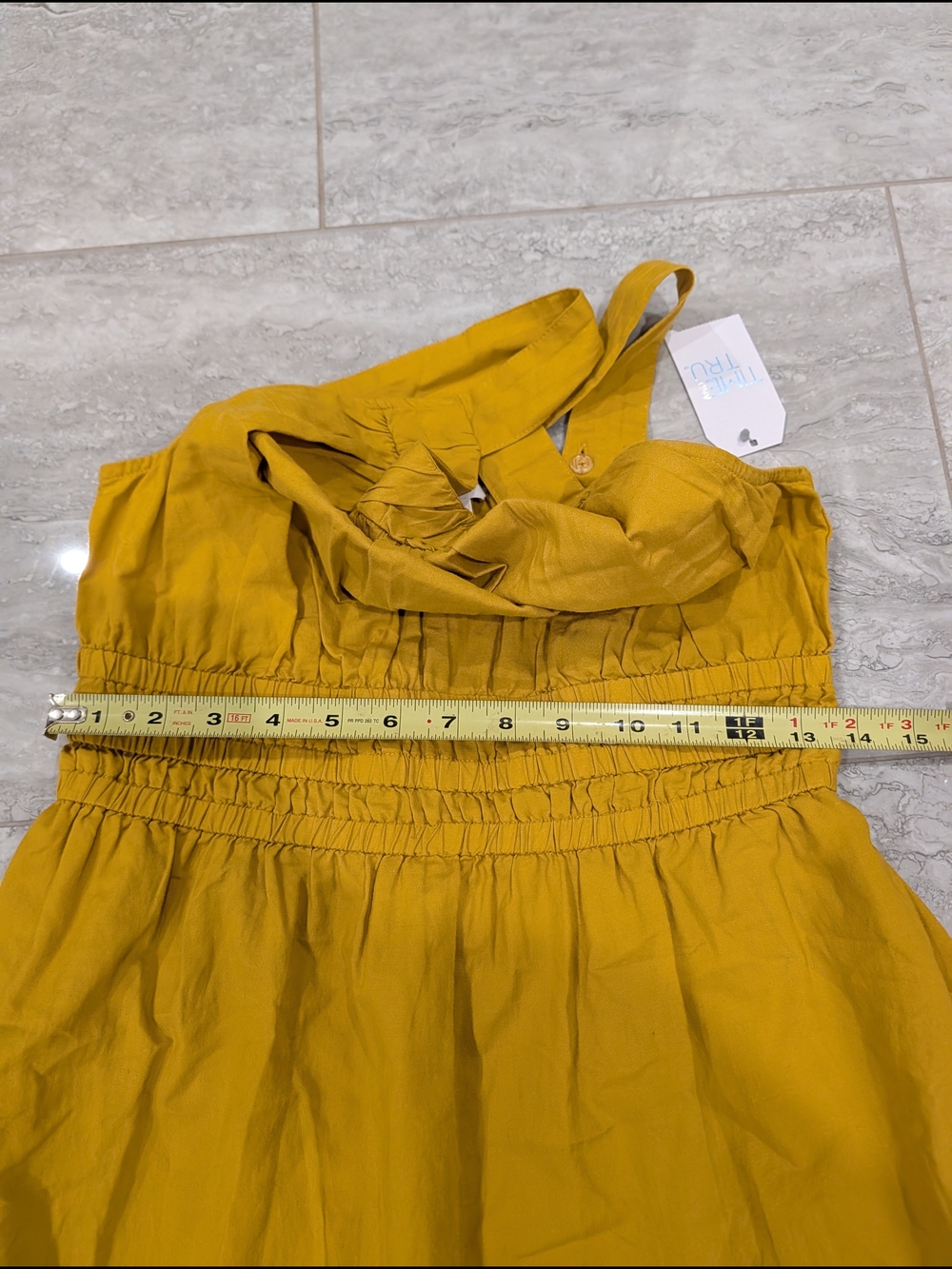 Yellow Smocked Waist Summer Sundress Adjustable Straps Sz Small - Picture 5 of 6